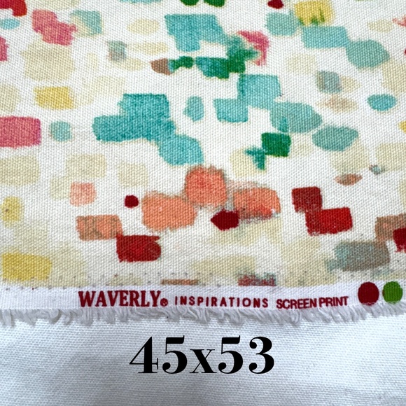 fabric 45"x53" WAVERLY INSPIRATIONS screen print multicolor abstract cotton - Picture 4 of 7